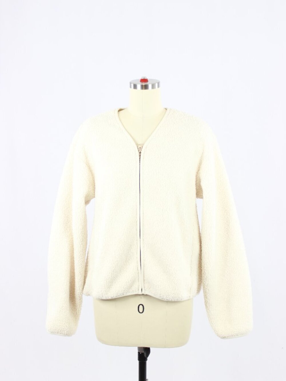 Aritzia WILFRED FREE Ivory Faux Shearling Front Zip Sherpa Liner Jacket, Size XS